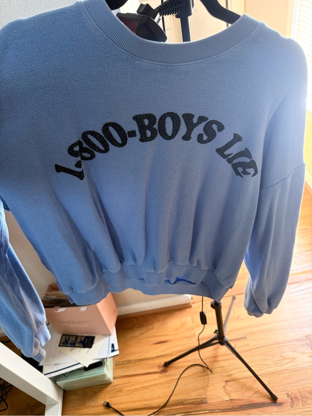 Boys Lie Light Blue Crewneck Sweatshirt with Black Arch Logo - Picture 4 of 4